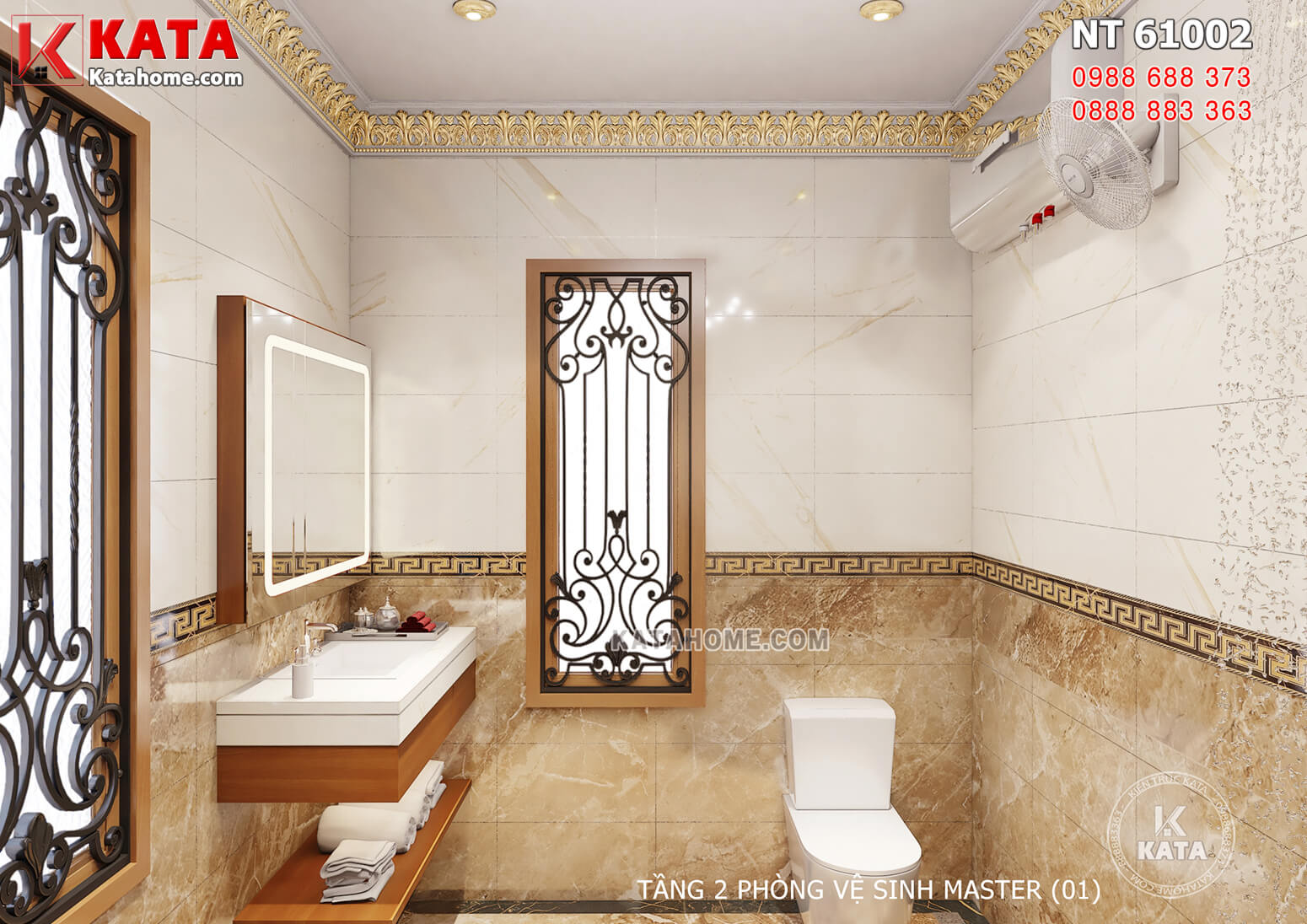 Hình ảnh: Thiết kế nội thất tân cổ điển đẹp cho phòng vệ sinh phòng ngủ Master