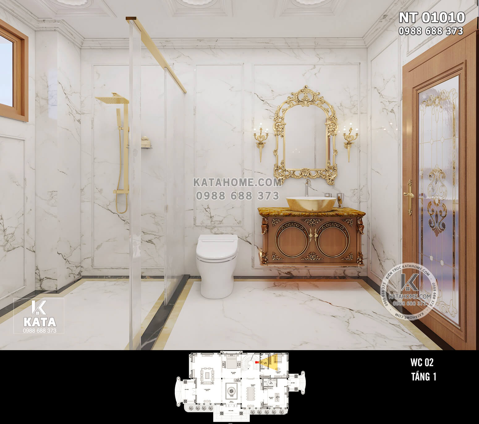 Hình ảnh: Chiêm ngưỡng thiết kế phòng tắm tân cổ điển - NT 01010