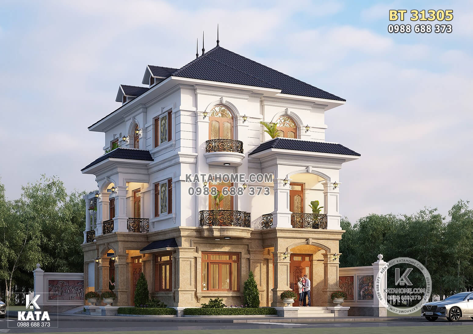Hình ảnh: Thiết kế nhà 3 tầng tân cổ điển tại Hà Nam - BT 31305