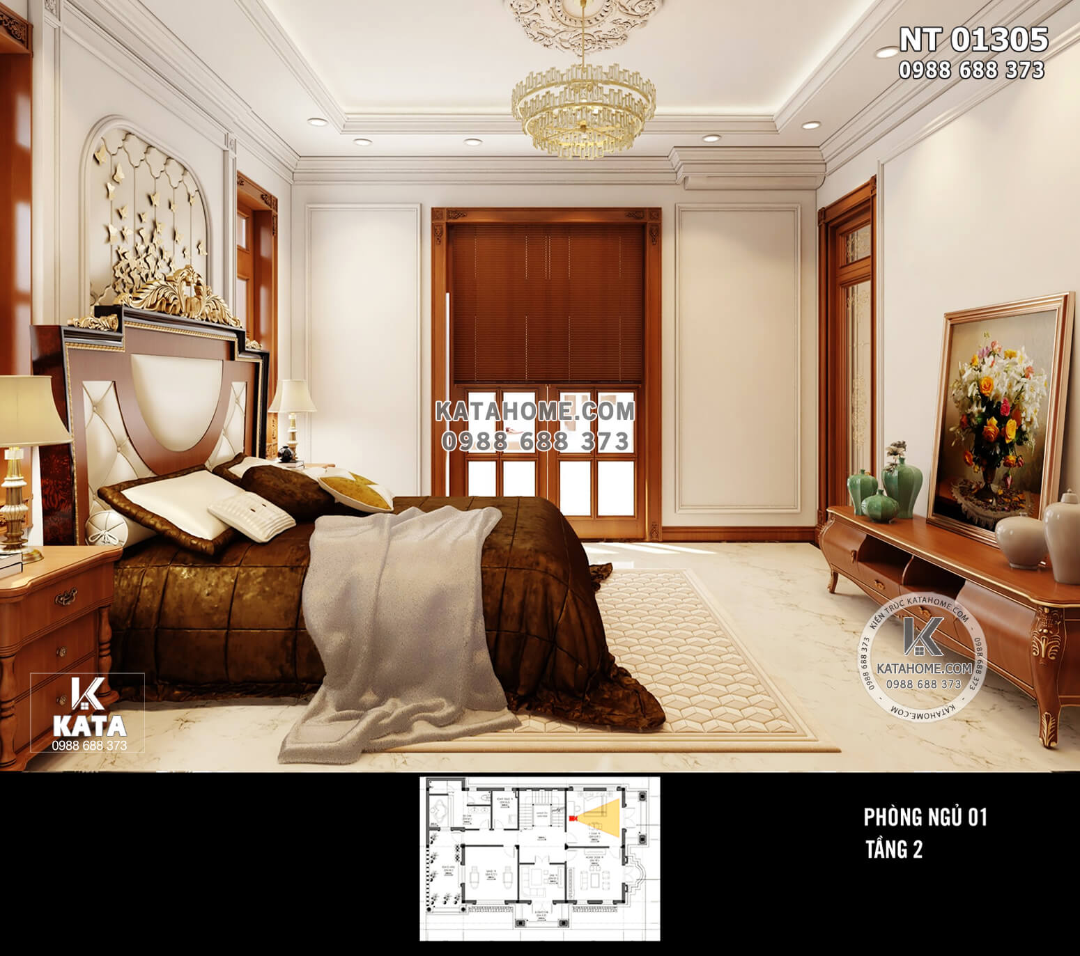 Hình ảnh: Các món đồ nội thất phòng ngủ được sắp xếp gọn gàng, bắt mắt
