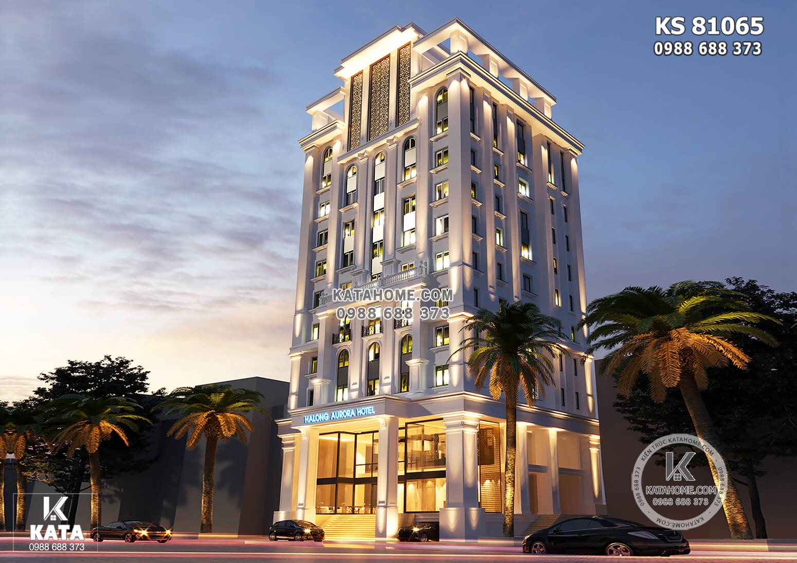 Thiết kế khách sạn 6 tầng tân cổ điển đẹp tại Hà Nội  KS 81068
