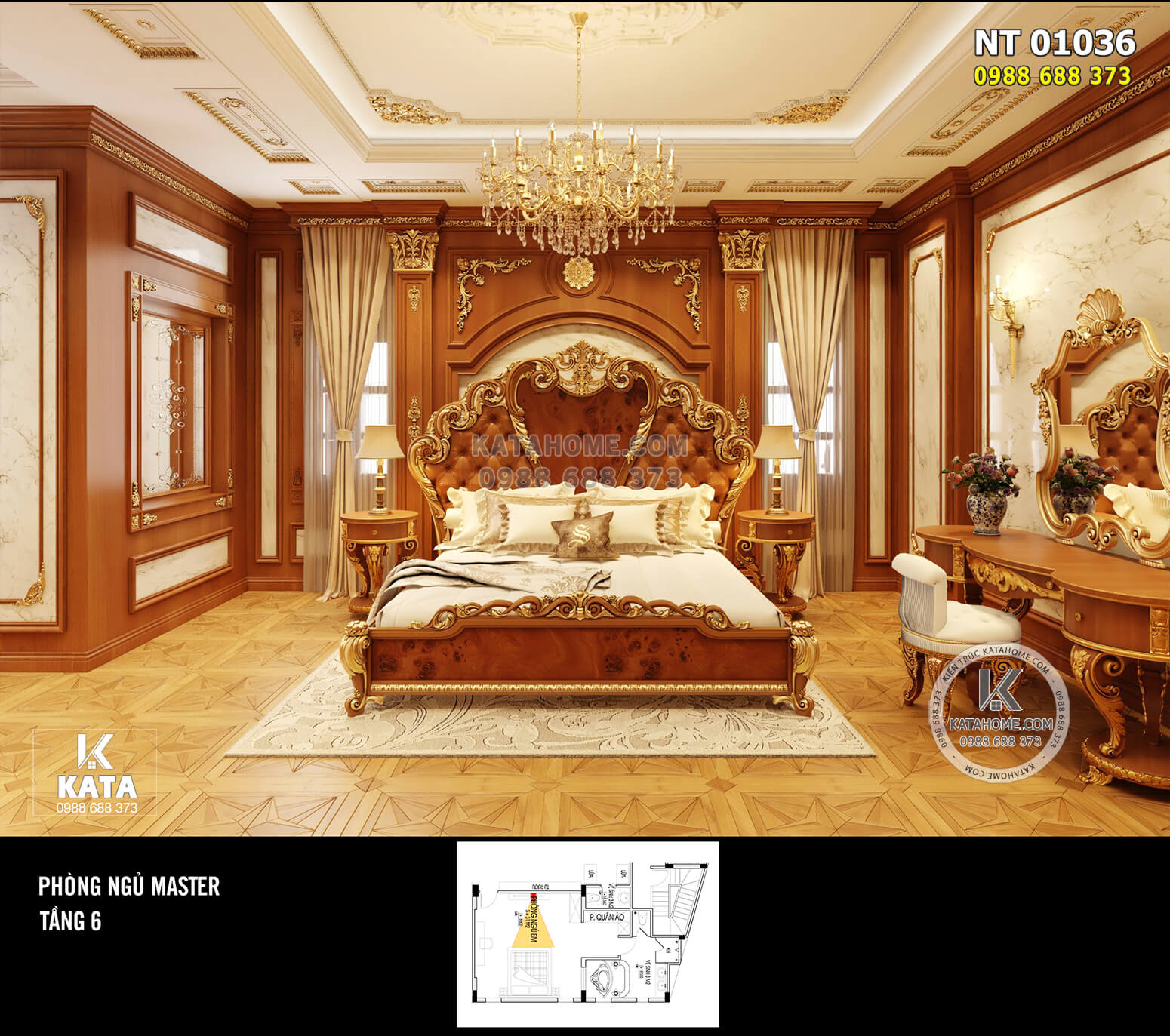 Mẫu thiết kế phòng ngủ đẹp phong cách tân cổ điển gỗ gõ tự nhiên  Nhà Bếp  Hoàng Gia