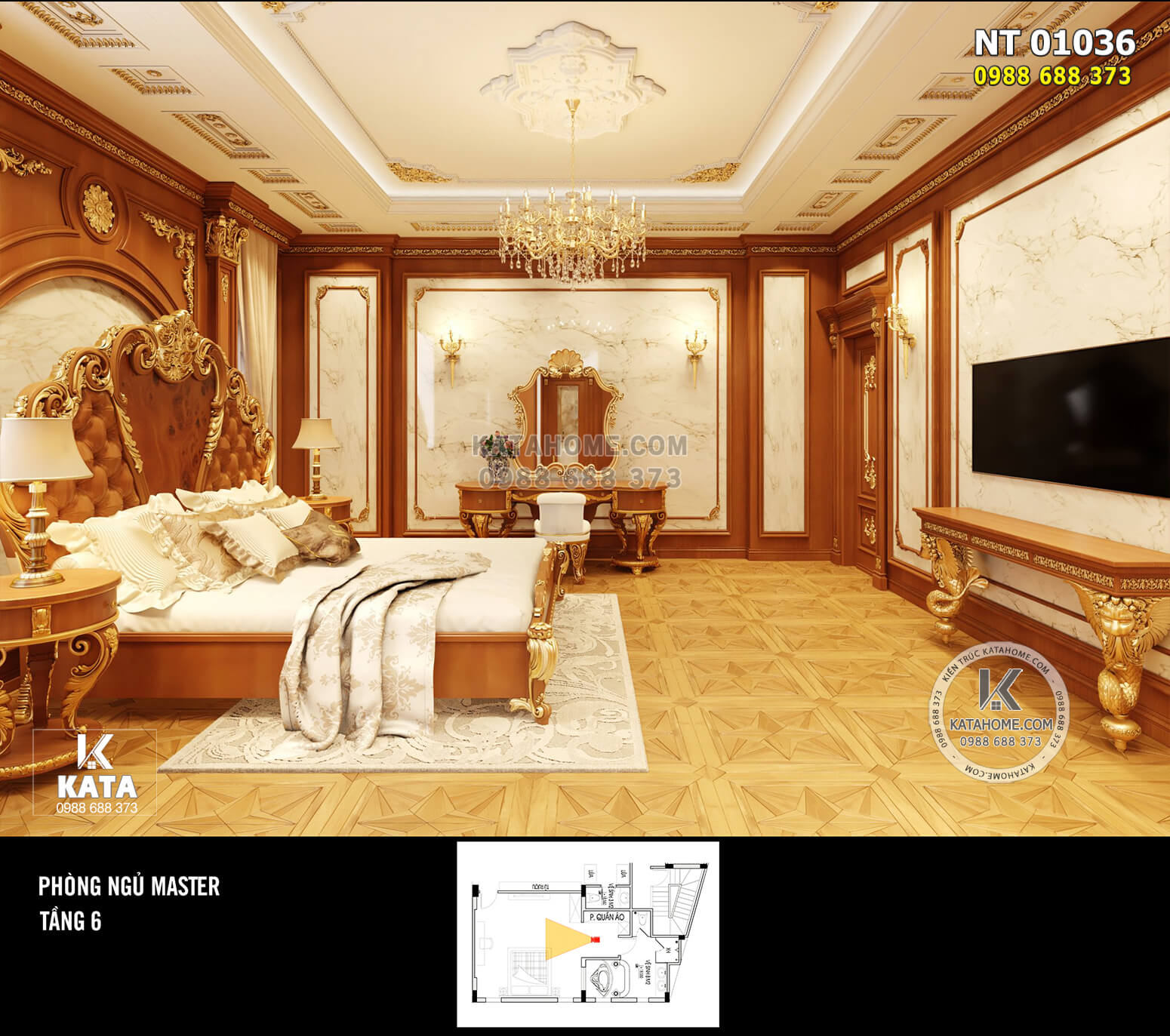 Hình ảnh: Chiếc giường King là điểm nhấn của căn phòng ngủ Master