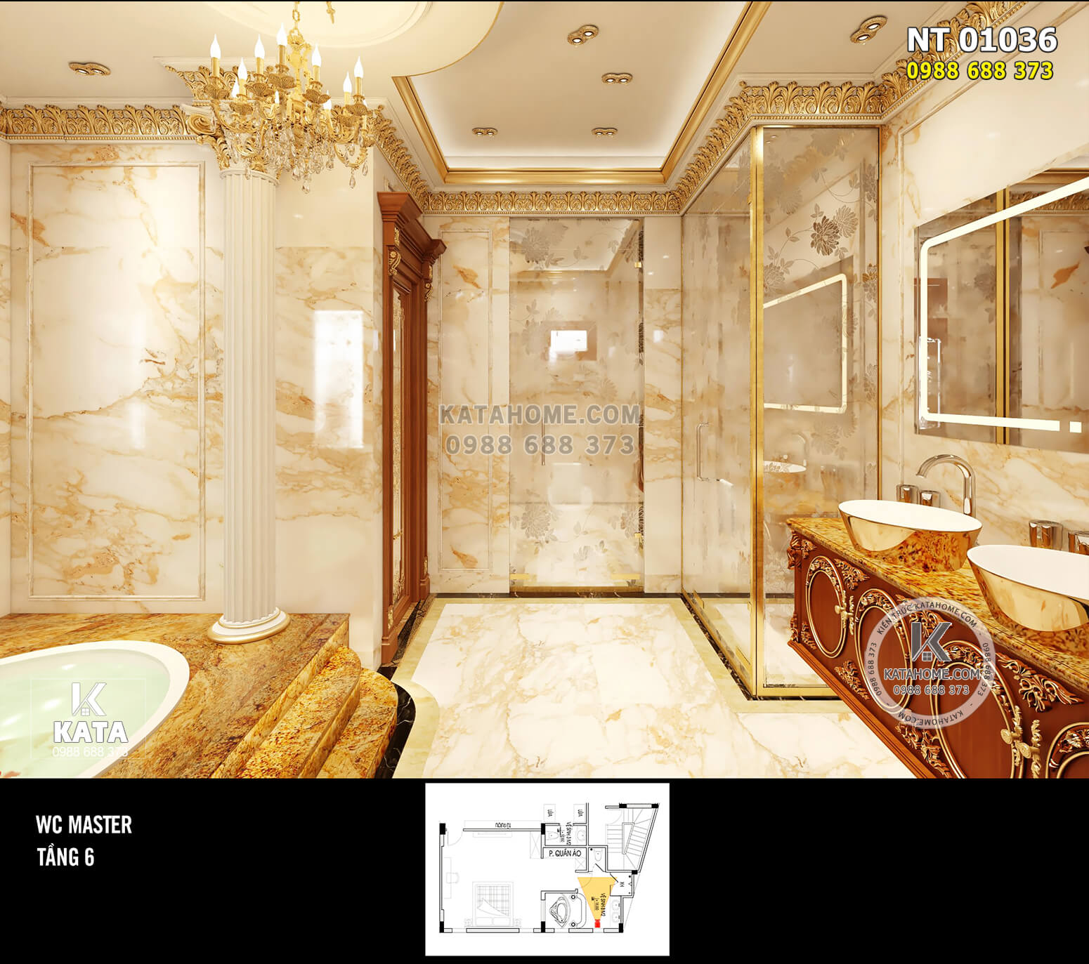 Hình ảnh: Không gian phòng WC được thiết kế mang đẳng cấp hoàng gia