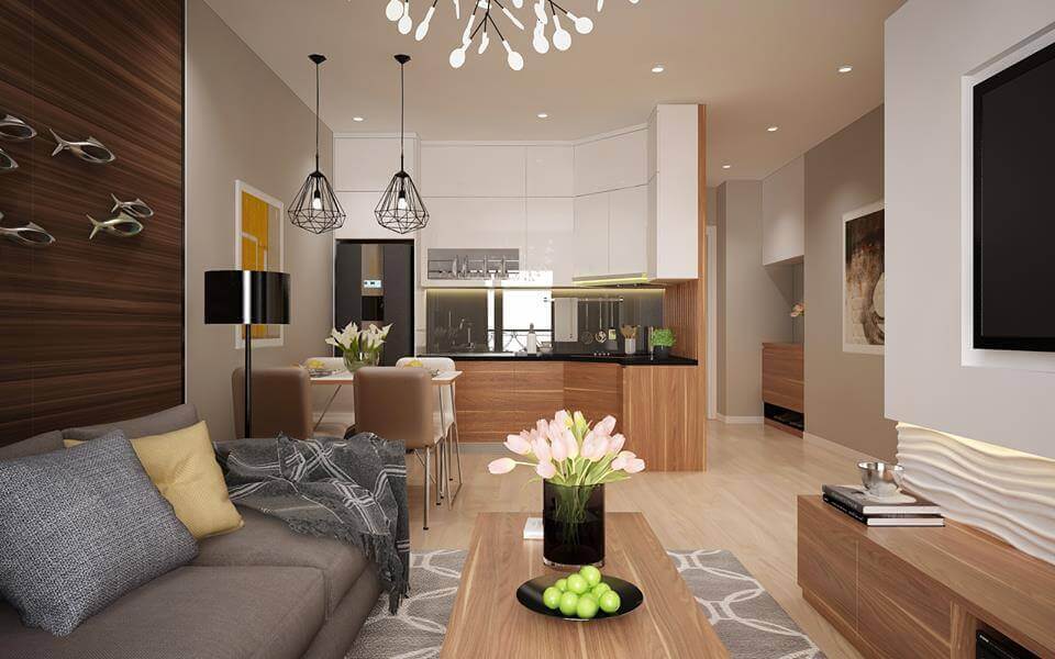 Hình ảnh: Những ưu điểm của việc thiết kế phòng khách liền bếp chung cư
