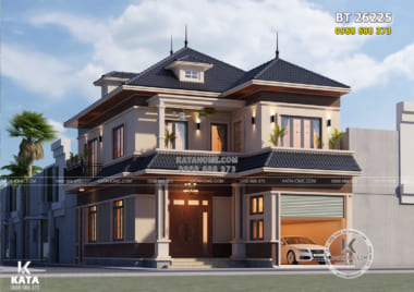 Phối cảnh 3D đẹp mẫu thiết kế nhà mái nhật chữ l 2 tầng đẹp tại Cao Bằng