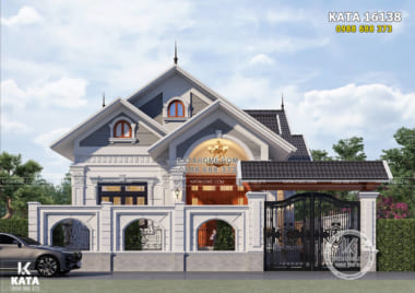 Một góc view mặt tiền mẫu thiết kế bản vẽ nhà mái Thái 150m2