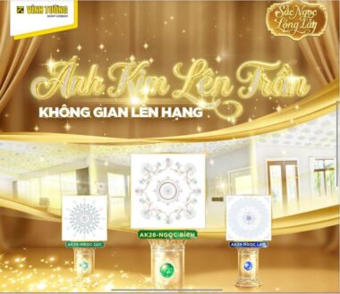 Hệ giải pháp trần thả Vĩnh Tường Ánh Kim cho không gian phòng khách